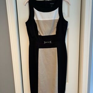 WHBM Black and Cream Color Block Dress